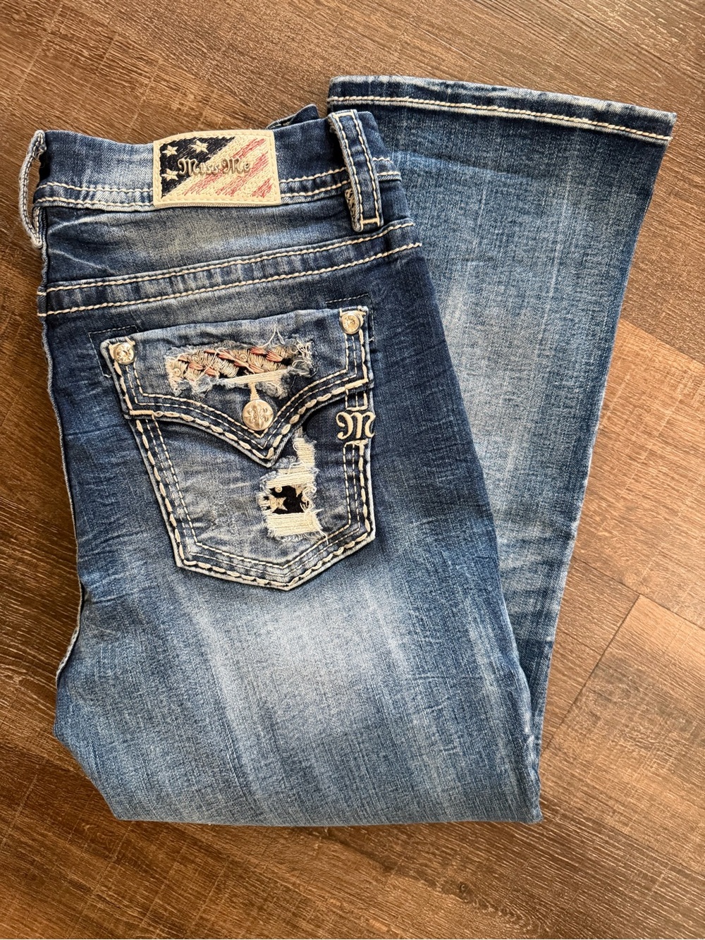 Miss Me Women's Distressed Blue Denim Jeans Sz 31 EUC